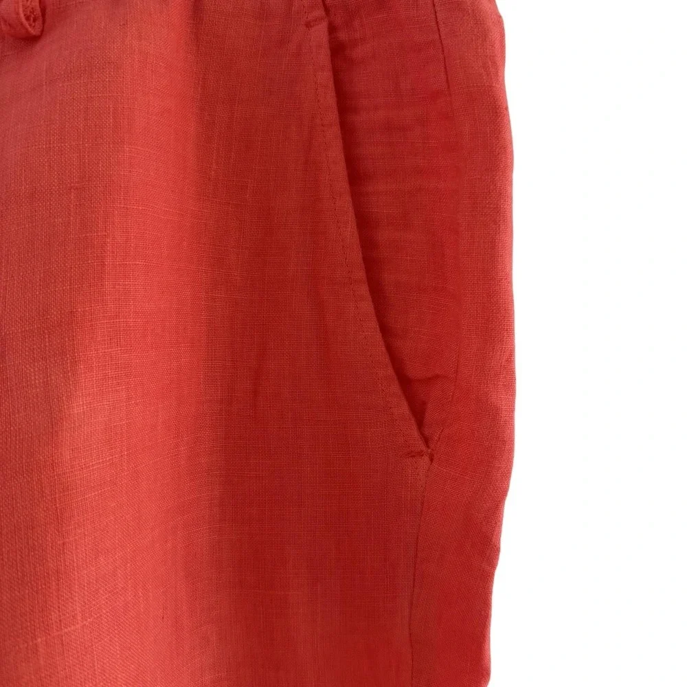 Europann Pants Mens Nantucket Red 40 x 28 100% Linen Chino Straight Lightweight